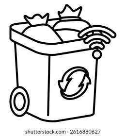 Smart Trash Bin icon represented by Automatic Trash Bin Line style.