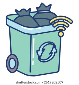 Smart Trash Bin icon represented by Automatic Trash Bin Lineal Color style.