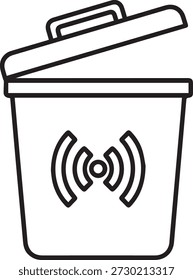 Smart Trash Bin Icon with Wireless Signal Illustration
