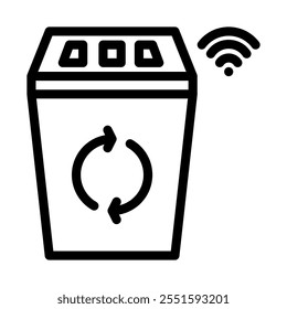 Smart trash can icon line style transparent