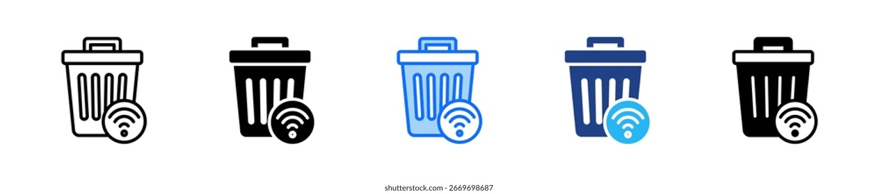 Smart Trash Can Icon Set Colección de estilos múltiples