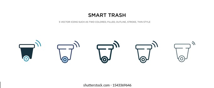 smart trash icon in different style vector illustration. two colored and black smart trash vector icons designed in filled, outline, line and stroke style can be used for web, mobile, ui