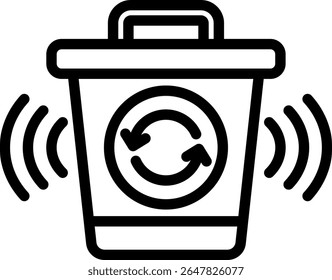 Ilustración vectorial de contorno de icono de papelera inteligente