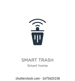Vector de icono de basura inteligente. Icono moderno de basura plana e inteligente de la elegante colección de casa aislada en fondo blanco. La ilustración vectorial se puede utilizar para diseño gráfico web y móvil, logotipo, eps10