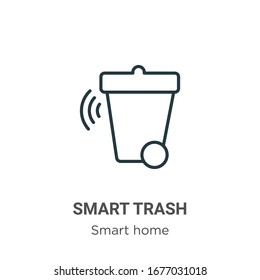 Smart trash outline vector icon. Thin line black smart trash icon, flat vector simple element illustration from editable smart home concept isolated stroke on white background