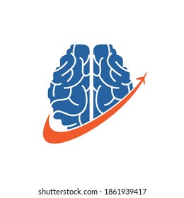 Smart travel vector logo design. Brain travel logo icon design.	