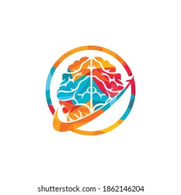 Smart travel vector logo design. Brain travel logo icon design.	