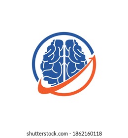 Smart travel vector logo design. Brain travel logo icon design.	