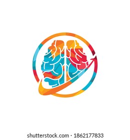 Smart travel vector logo design. Brain travel logo icon design.	
