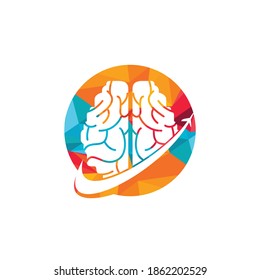 Diseño de logotipo de vectores de viajes inteligentes. Diseño del icono del logotipo del viaje cerebral.	