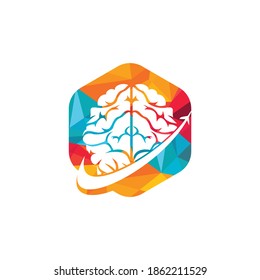 Smart travel vector logo design. Brain travel logo icon design.	