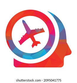 Smart travel vector logo design. Brain travel logo icon design.