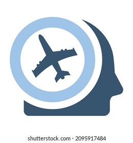 Smart travel vector logo design. Brain travel logo icon design.