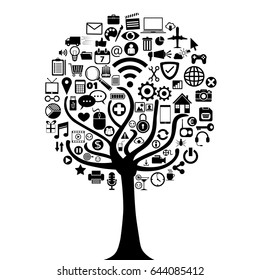 smart tree with icons vector illustration design