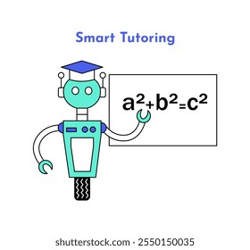 Ícone de tutoria inteligente. Ícone Inteligência Artificial na Educação. Ilustração do ícone de e-learning. Educação e aprendizagem com IA.