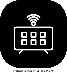 Smart tv artificial intelligence icon with black filled line outline style. television, tv, video, entertainment, screen, display, smart. Vector Illustration