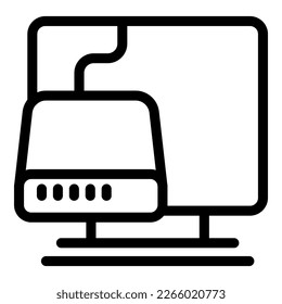 Smart tv box icon outline vector. Wifi home. Computer monitor