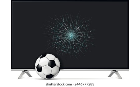 Smart tv broken screen and soccer ball