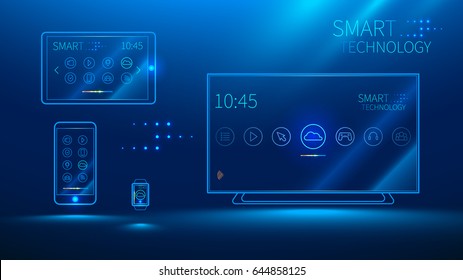 smart TV communicates with your smart phone, tablet, smart watch. Media devices connected to the cloud. 