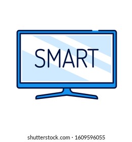 Smart TV or Connected TV display color line icon. TV with built-in Internet access. Pictogram for web page, mobile app, promo. Editable stroke