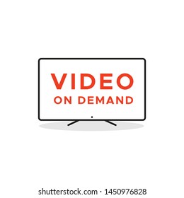 Smart TV Device Icon. Video On Demand. Vector Illustration, Flat Design