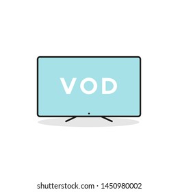 Smart TV device icon. Video on demand. Vector illustration, flat design
