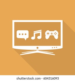 Smart TV flat design icon with long shadow