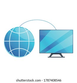 Icono de acceso remoto global de tv inteligente. Caricatura del icono inteligente del vector de acceso remoto global de tv para diseño web aislado en fondo blanco
