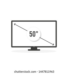 Smart TV icon. Diagonal screen size 50 inches. Vector illustration, flat design