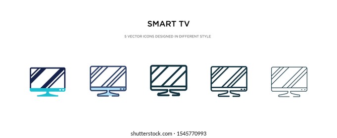 smart tv icon in different style vector illustration. two colored and black smart tv vector icons designed in filled, outline, line and stroke style can be used for web, mobile, ui