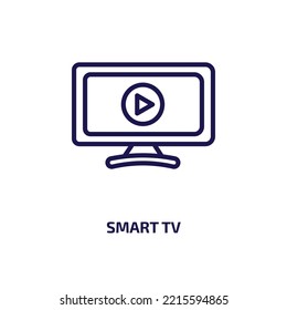 smart tv icon from electronic devices collection. Thin linear smart tv, tv, smart outline icon isolated on white background. Line vector smart tv sign, symbol for web and mobile