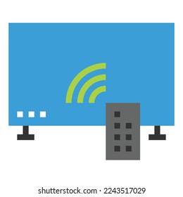 SMART TV ICON FLAT COLOR VECTOR .