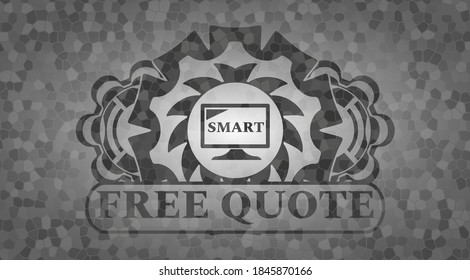 smart TV icon and free quote text grey stone wall emblem. Rock graceful background. Vector illustration. 