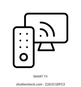 icono de tv inteligente. Diseño De Estilo De Arte De Línea Aislado En Fondo Blanco