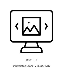 smart tv icon. Line Art Style Design Isolated On White Background
