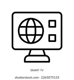 icono de tv inteligente. Diseño De Estilo De Arte De Línea Aislado En Fondo Blanco