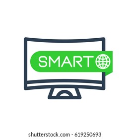 Smart TV icon, linear sign
