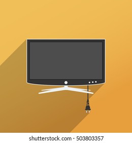 Smart TV icon with long shadow