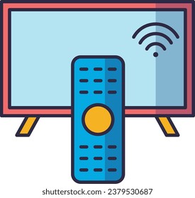 Smart tv icon. TV with remote control icon
