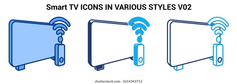 Smart TV icon represented by Smart internet TV Blue, Dualline, Dualtone style.
