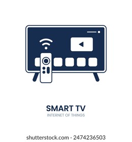 Smart tv icon. tv, screen, smart, television, home, display, technology, vector, entertainment, video, media, movie, cinema, modern, digital, isolated, monitor, multimedia. Vector icon illustration