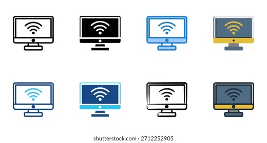 Smart-TV-Symbol setzen mehrere Stil Vektor-Sammlung. Bearbeitbarer Strich 
