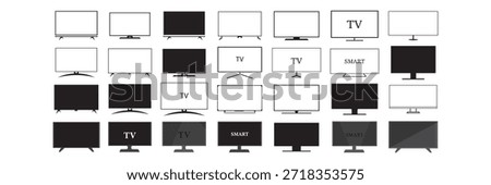 Smart Tv icon set. Television and Monitor Screen Display Icon Set. Minimal television and monitor screen icon set, suitable for UI, app, dashboard and presentation design.