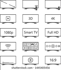 Smart TV icon set. Vector.