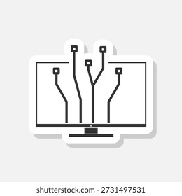 Adesivo de ícone Smart TV isolado em fundo cinza