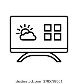 Smart tv icon. Technology and smart tv line symbol. Black and white.