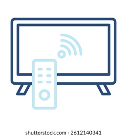 Smart Tv Icon Two Color Outline Style. Vector Illustration For Graphic Design