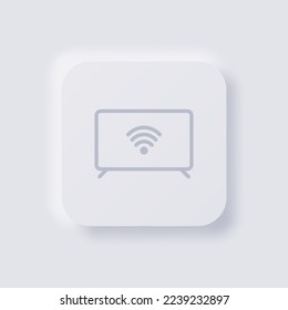 Smart tv Icon, White Neumorphism soft UI Design for Web design, Application UI and more, Button, Vector.