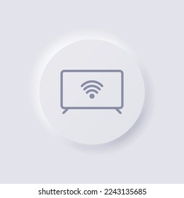 Smart tv Icon, White Neumorphism soft UI Design for Web design, Application UI and more, Button, Vector.