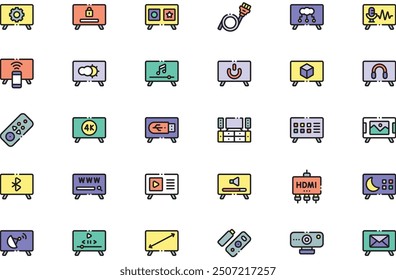 Smart tv icons collection is a vector illustration with editable stroke.
